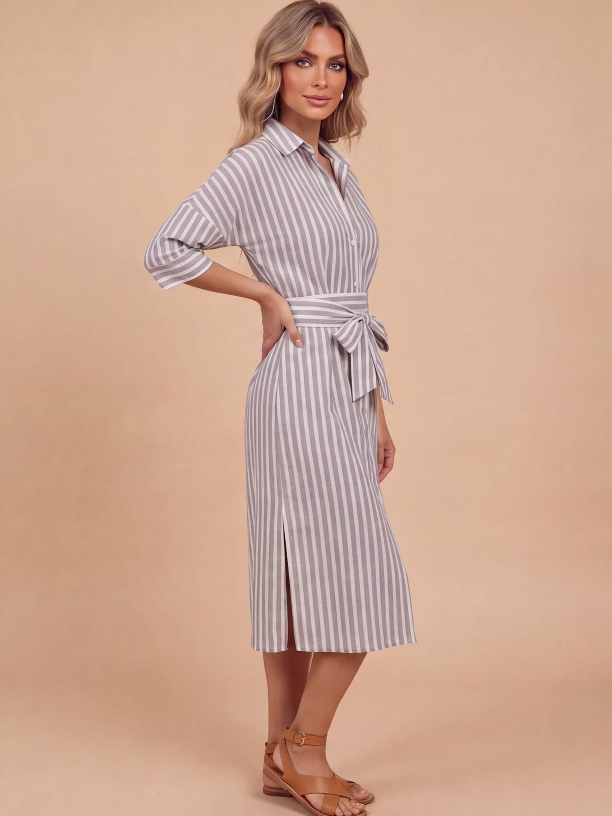Vestido camisa a rayas para mujer – Ligero y elegantemente sencillo