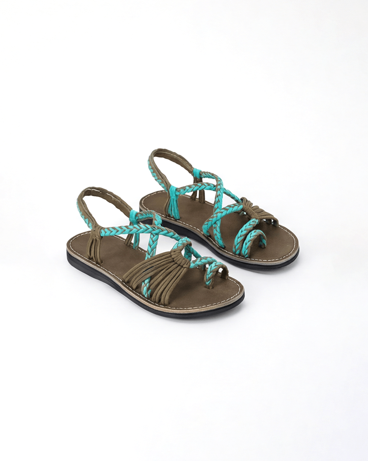 Damen Flache Sandalen – Geflochtene Riemen mit Schnürung