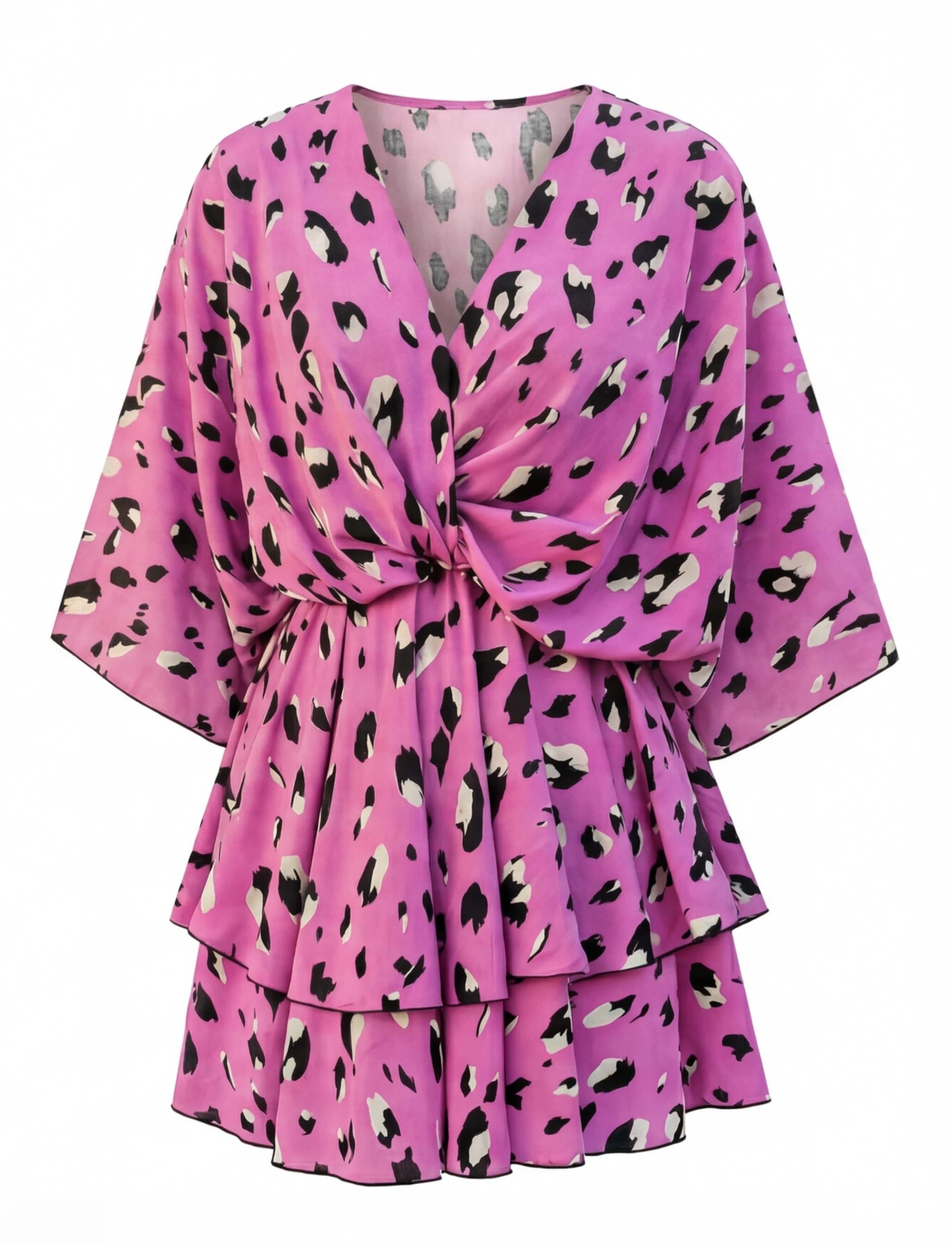 Boho Damen-Minikleid mit Blumenprint und Twist-Detail