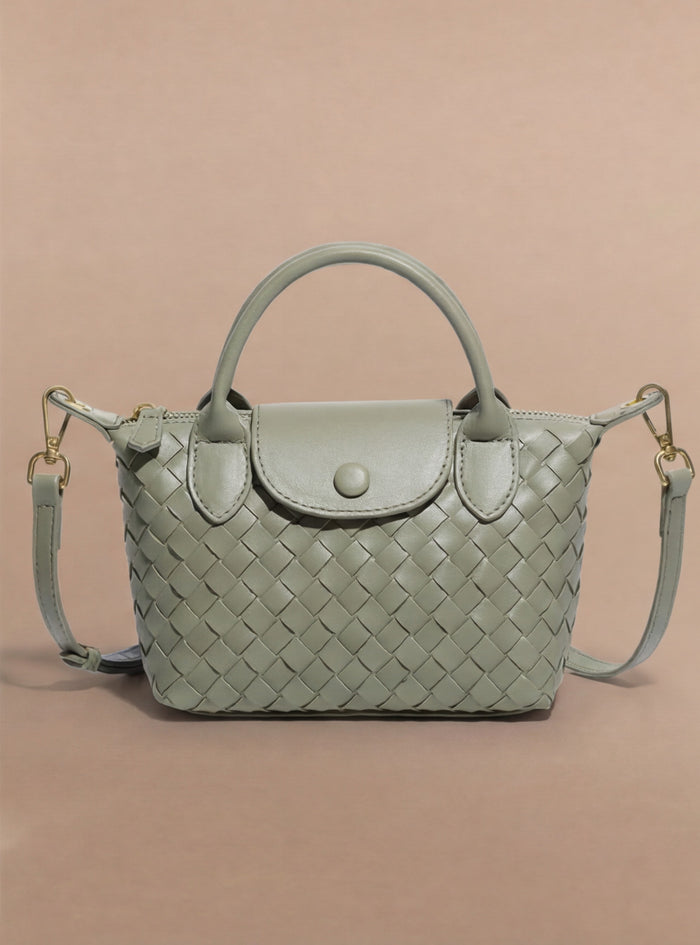 Damen Handtasche – Geflochtene Mini-Bag aus Kunstleder