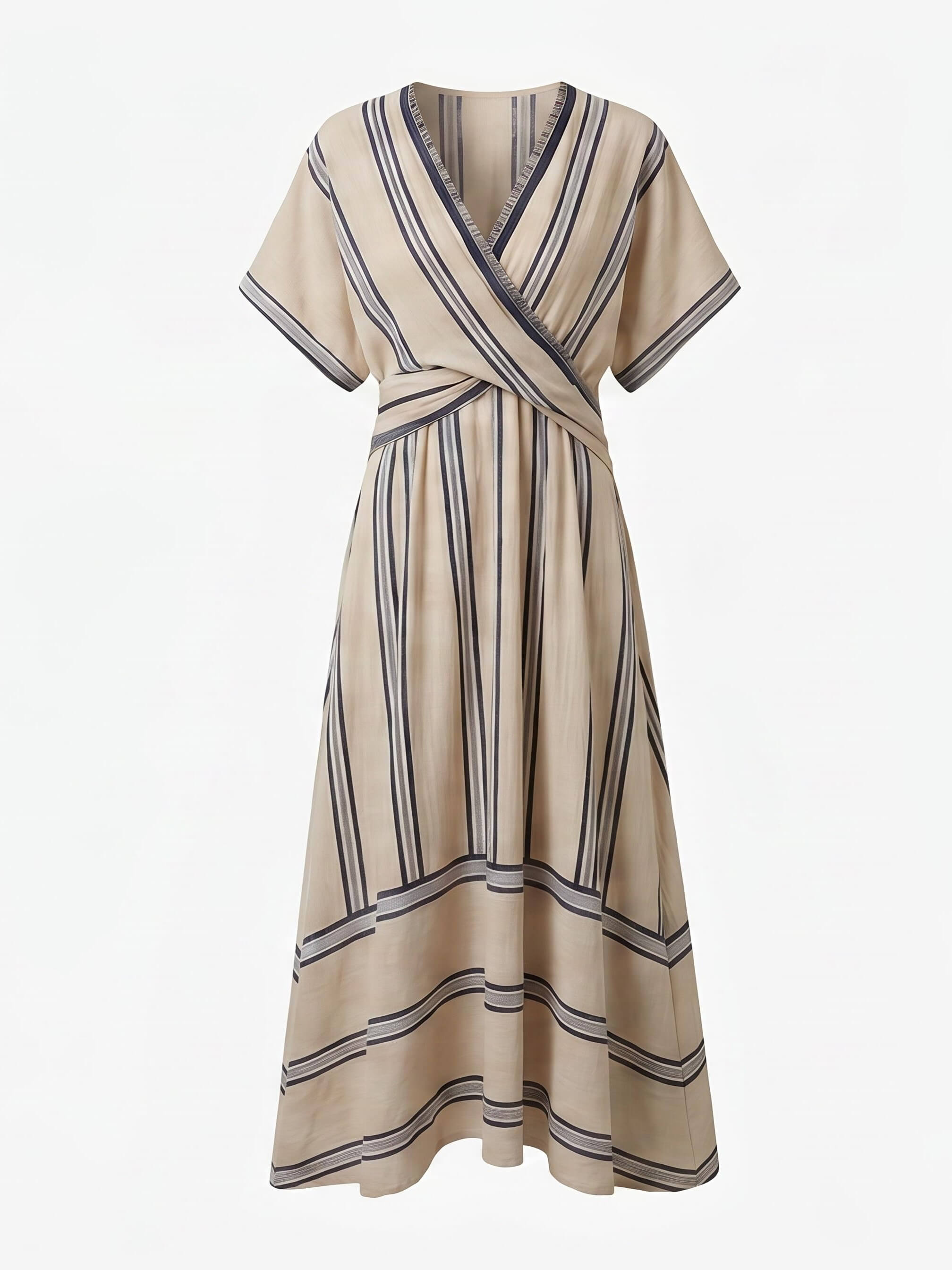 Gestreiftes Damen-Maxikleid in Wickeloptik