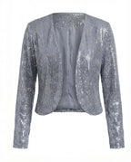 Damen Glitzer Pailletten Cardigan Jacke – Cropped Fit & Eleganter Abend-Glanz