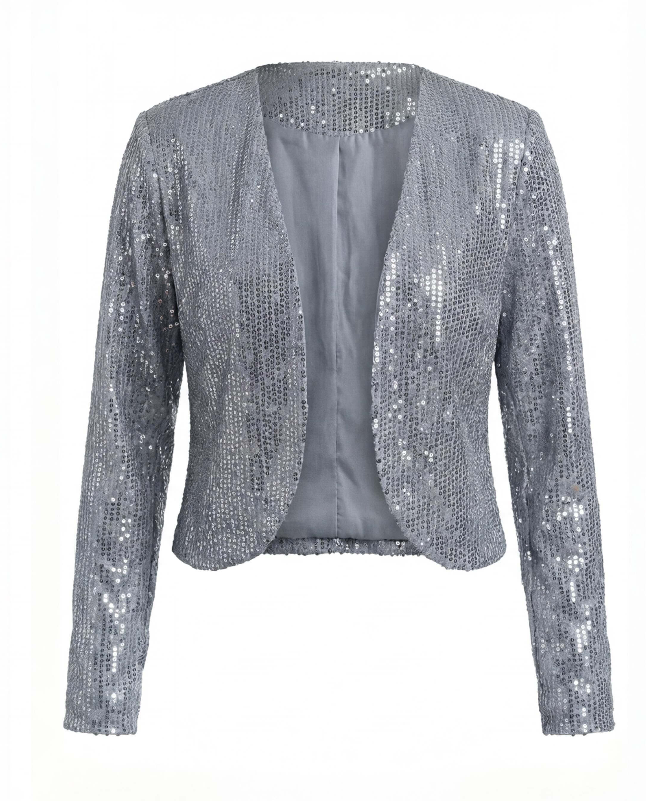 Damen Glitzer Pailletten Cardigan Jacke – Cropped Fit & Eleganter Abend-Glanz
