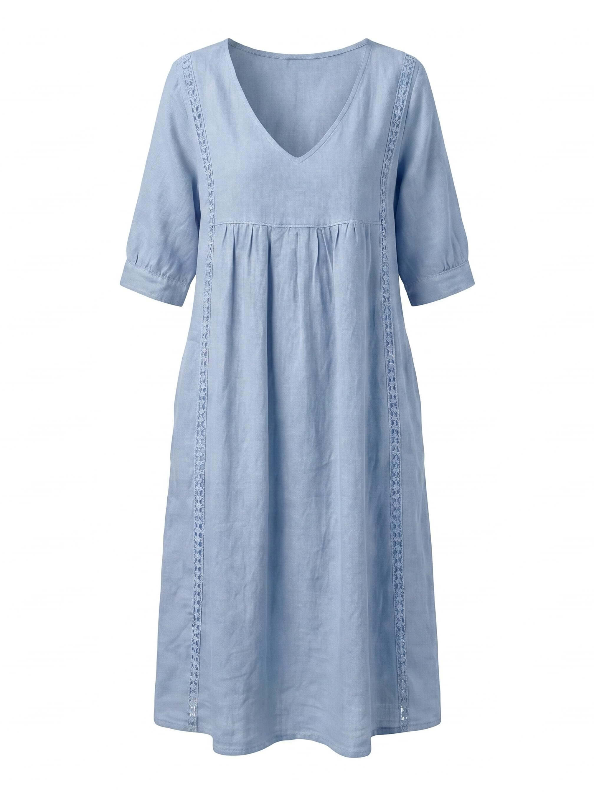 Damen-Midikleid mit V-Ausschnitt und Taschen