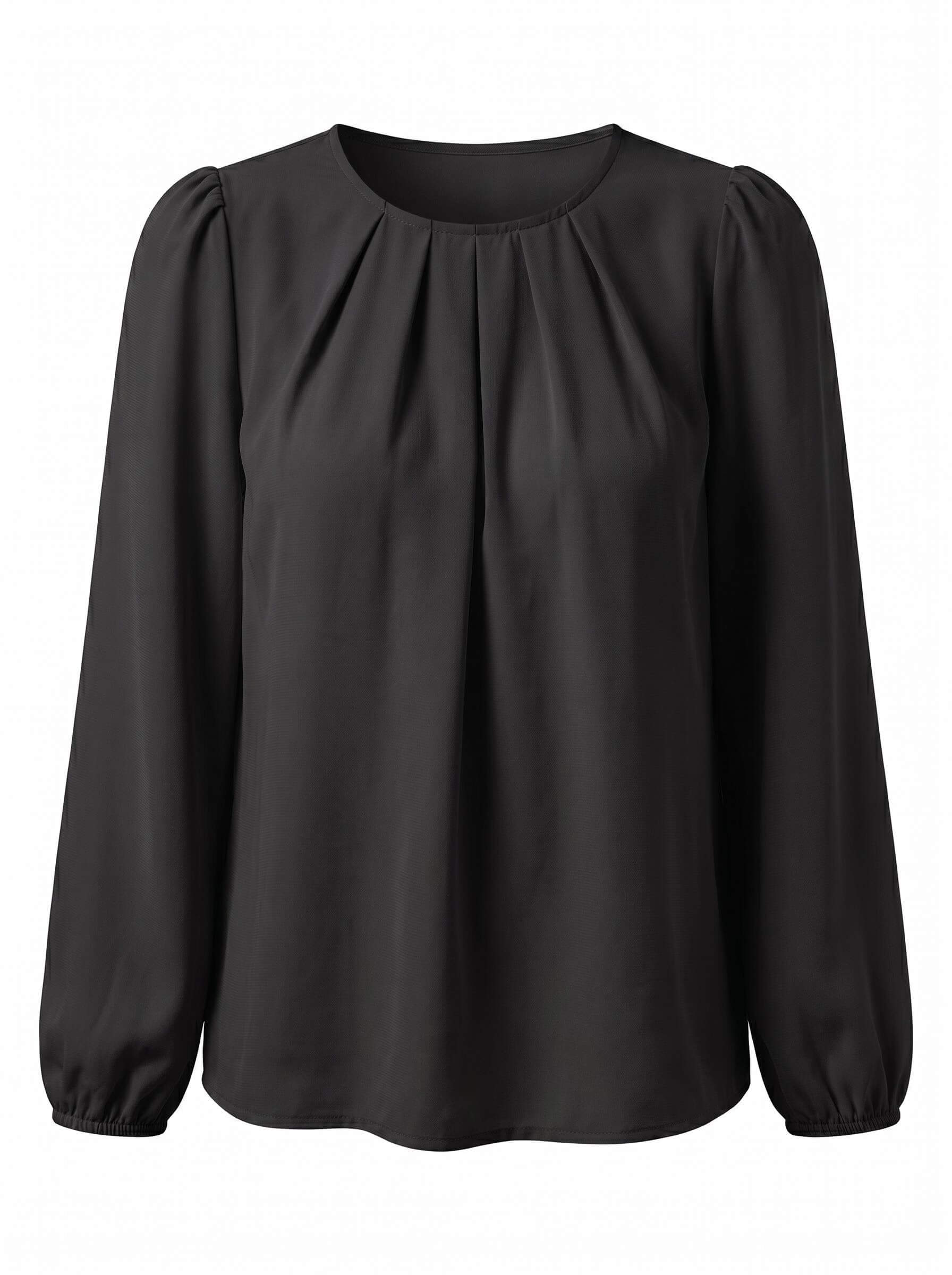 Damenbluse – Plissierte Bluse mit Puffärmeln