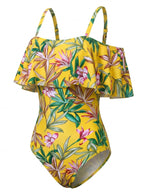 Damen-Badeanzug mit Off-Shoulder-Rüschen und Trägern