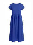 Damen Kleid – Midi Kleid mit Rundhalsausschnitt und Lockerer Passform