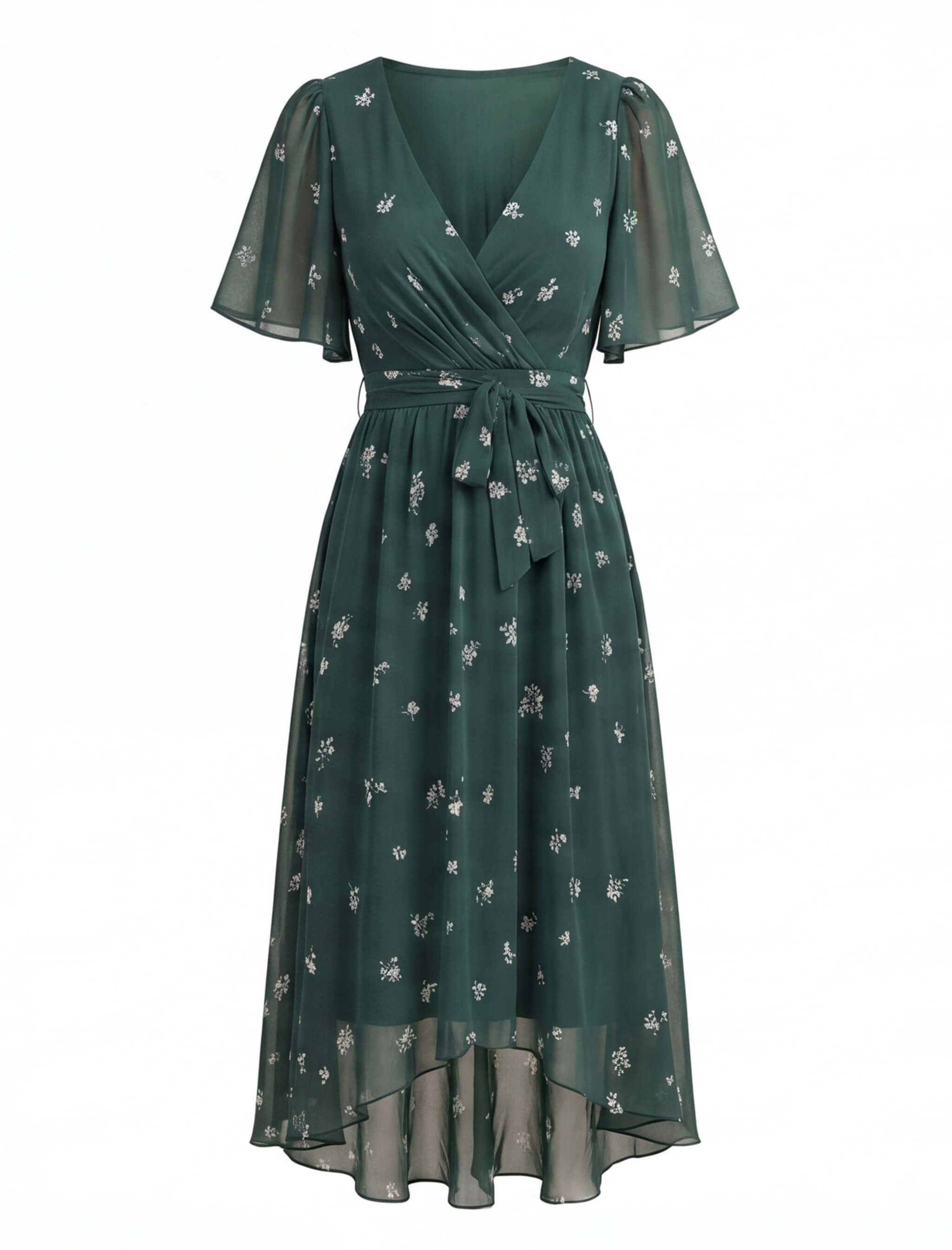 Vestido midi floral para mujer con escote en V