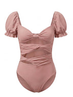 Damen-Badeanzug mit Puffärmeln und Cut-out-Detail