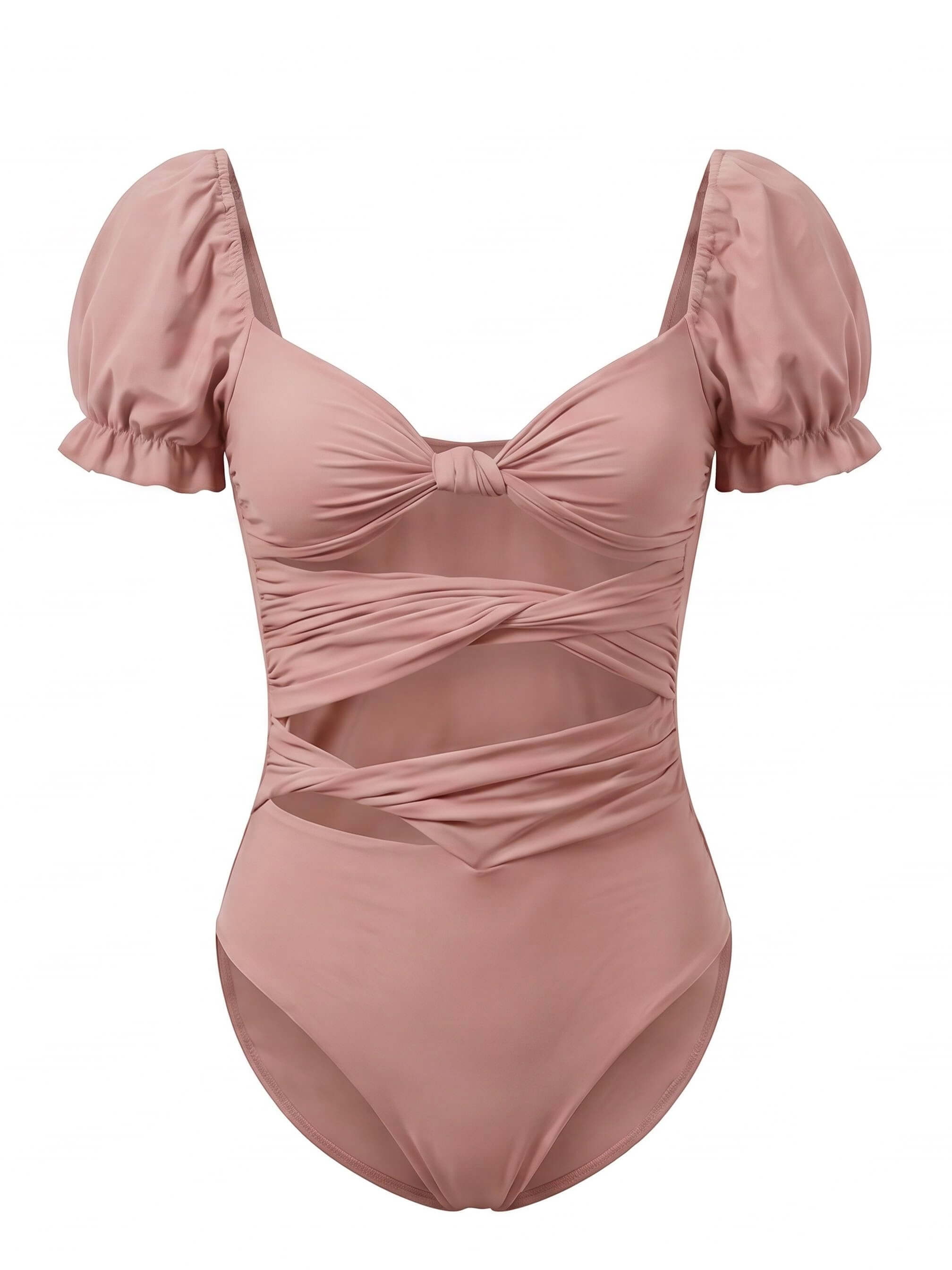 Damen-Badeanzug mit Puffärmeln und Cut-out-Detail