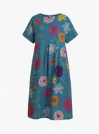 Abito Maxy da Donna con Motivo Floreale – Sciolto, Artistico e Elegante Senza Sforzo