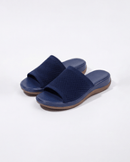 Damen Slide-Sandalen mit gepolsterter Sohle – Strickoptik