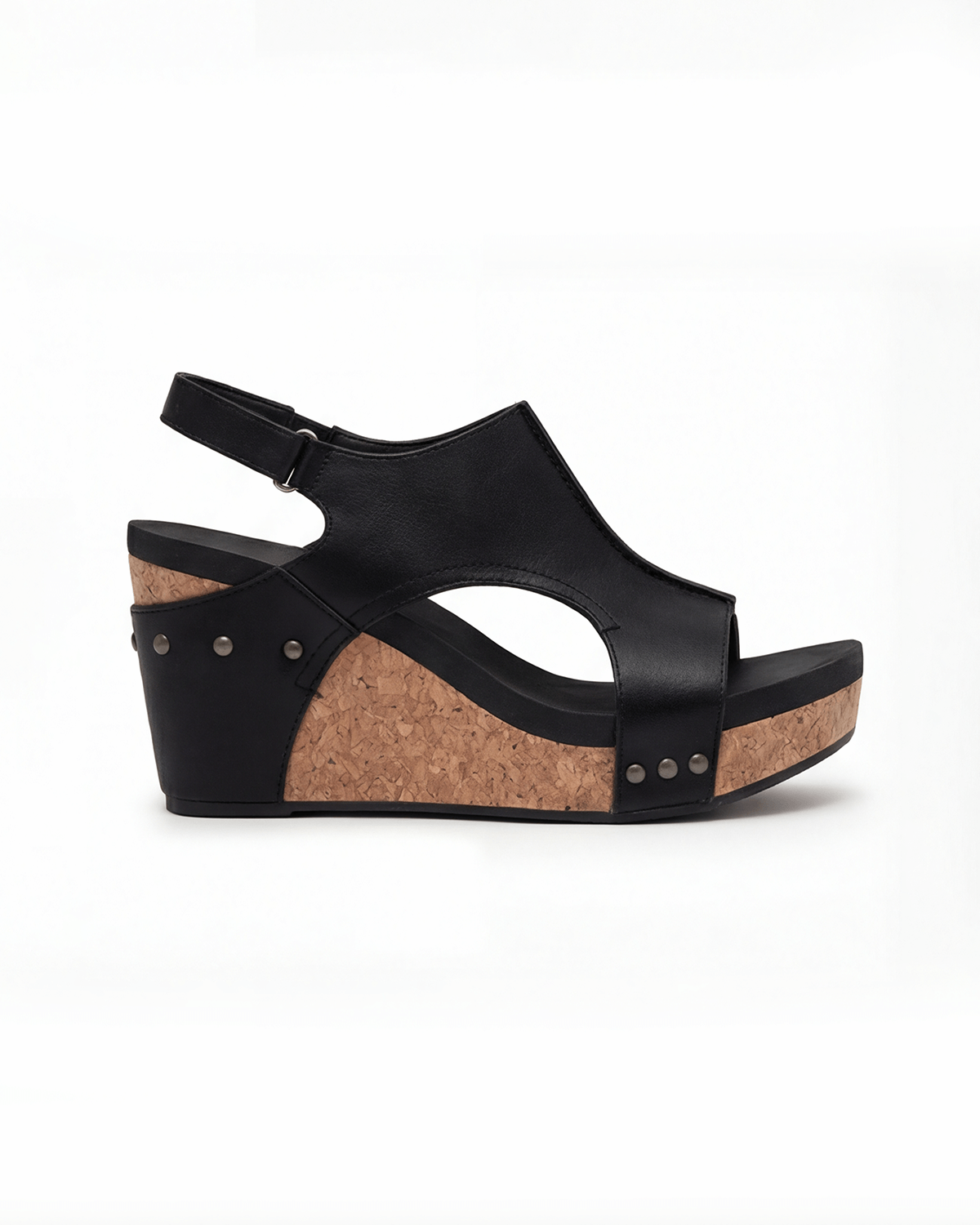 Damen Keilsandalen in Korkoptik mit Slingback-Riemen