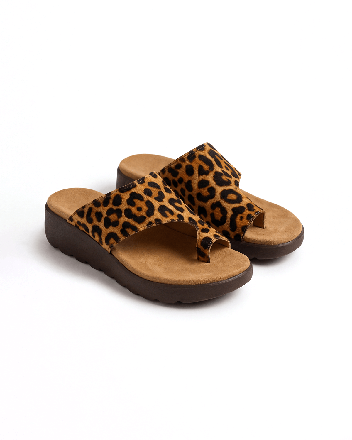 Damen Slide-Sandalen mit Zehenschlaufe – Plateausohle