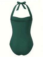 Damen-Badeanzug mit Neckholder-Ausschnitt und Raffung