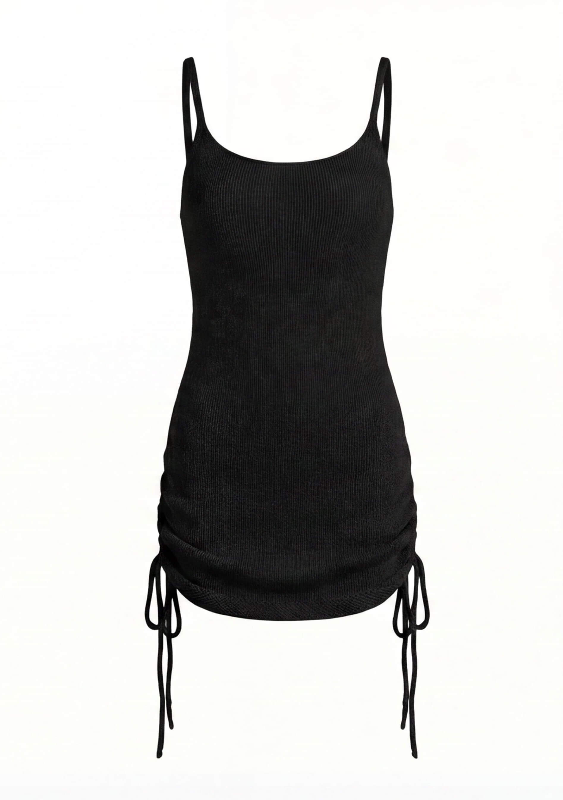 Damen Strick Mini Kleid – Spaghetti-Träger & Figurbetonte Silhouette