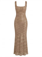Damen Abendkleid mit Quadratischem Ausschnitt & Paillettenbesatz
