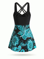 Damen-Badeanzug mit Paisley-Muster und Rockteil