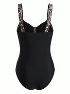 Damen-Badeanzug mit Animal-Print-Besatz