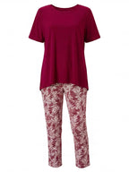 Damen-Set mit Kurzarmtop und gemusterter Hose