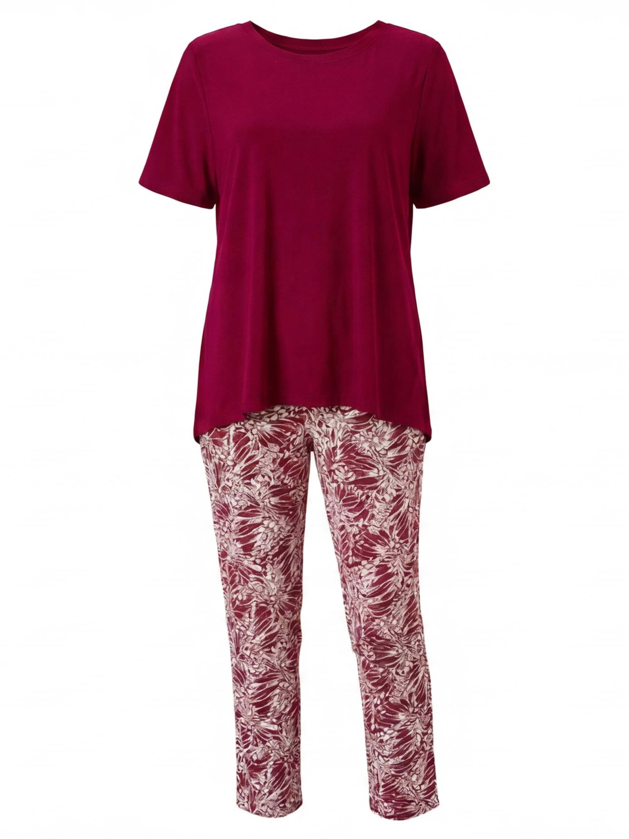 Damen-Set mit Kurzarmtop und gemusterter Hose