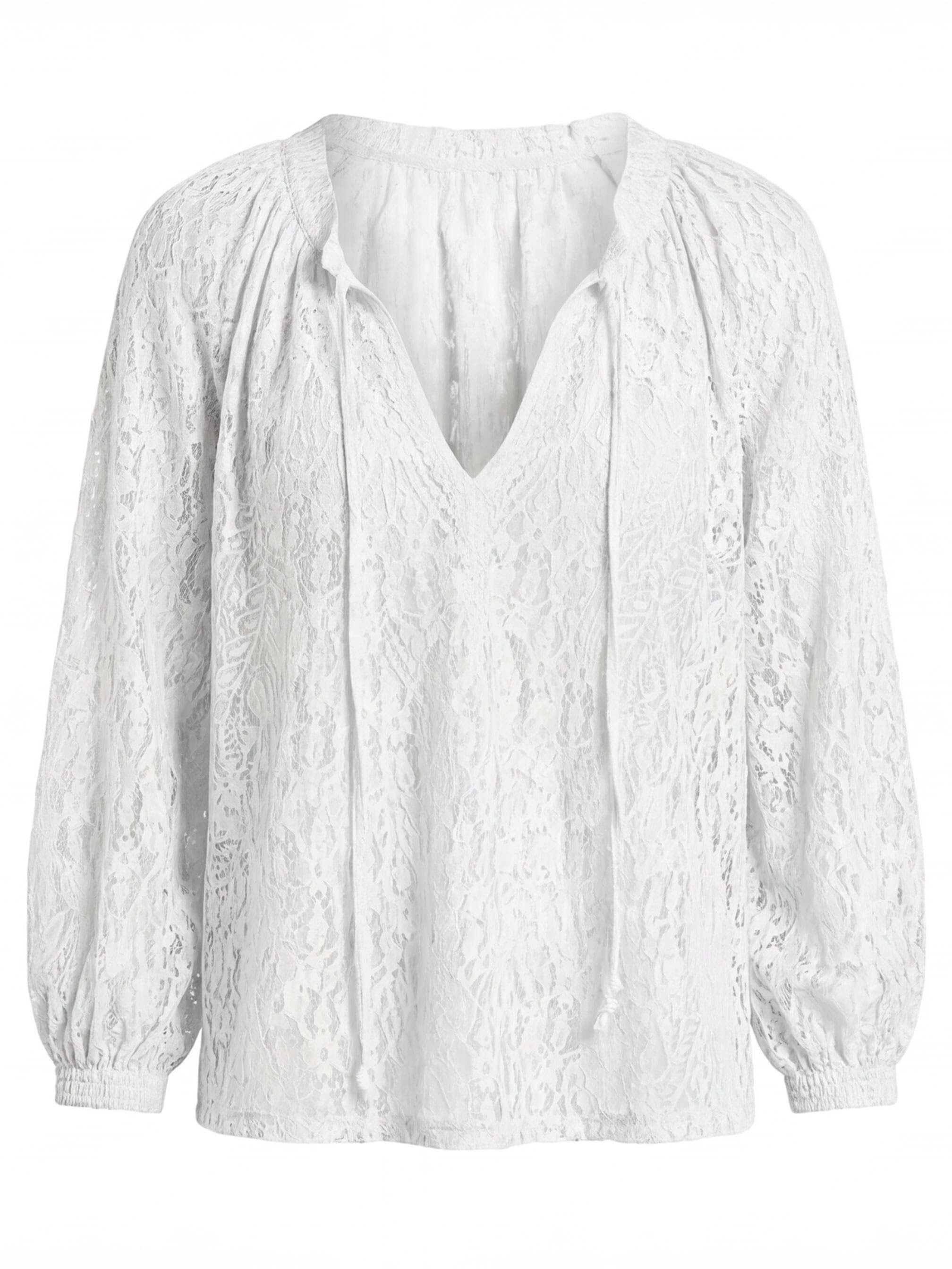 Boho Spitzenbluse für Damen mit offenem Ausschnitt