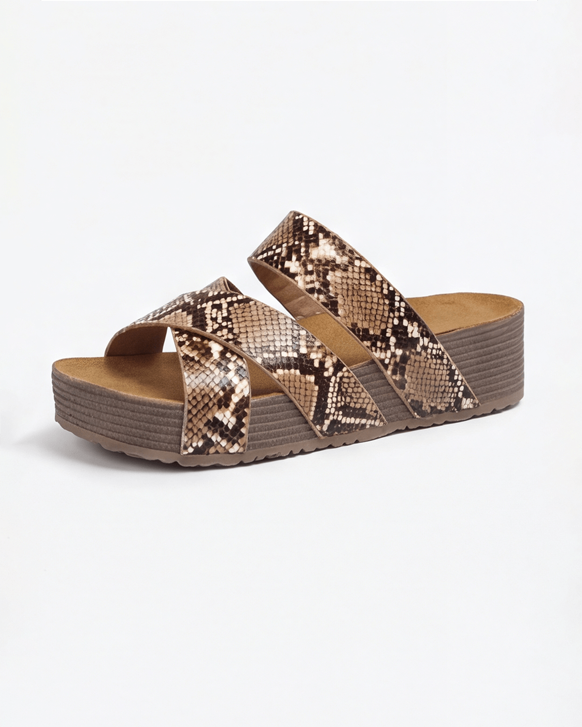 Damen Plateau Slides mit Geflochtenem Riemen