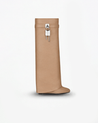 Botas de mujer hasta la rodilla con detalle de cremallera decorativa