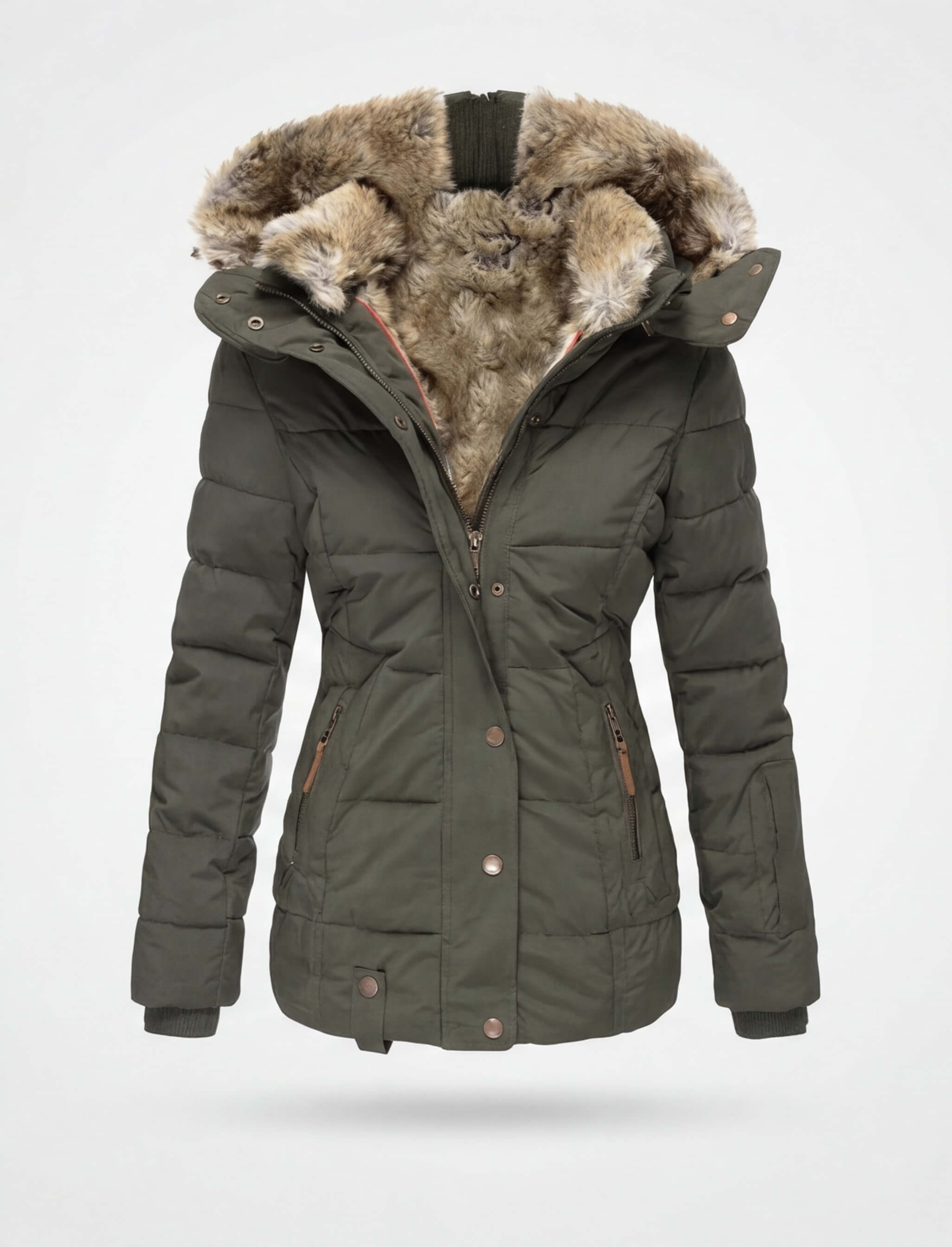 Damen Winterjacke – Gefüttert – Warme Parka mit Fellkapuze