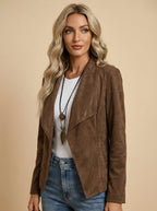 Damen Jacke mit offener Vorderseite – Wasserfall-Revers