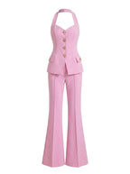 Taillierter Denim Blazer & Schlaghose Set