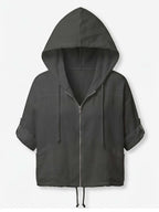 Damen-Kapuzenjacke mit Reißverschluss und Taschen
