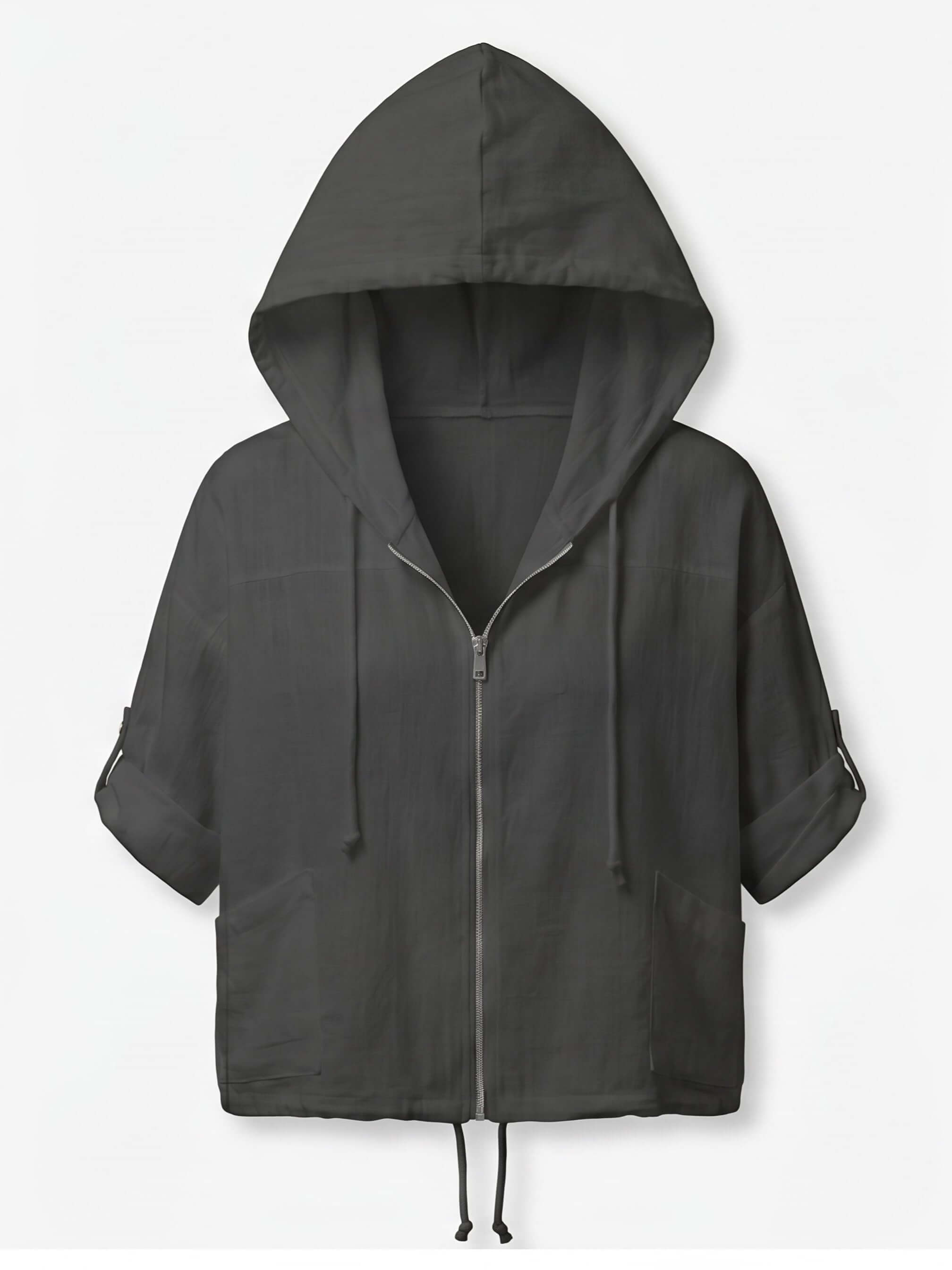 Damen-Kapuzenjacke mit Reißverschluss und Taschen