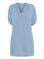 Drapiertes Damen-Minikleid mit V-Ausschnitt