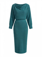 Midikleid mit Drapiertem Wasserfallausschnitt