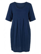 Damen-Minikleid mit Rundhalsausschnitt und Taschen