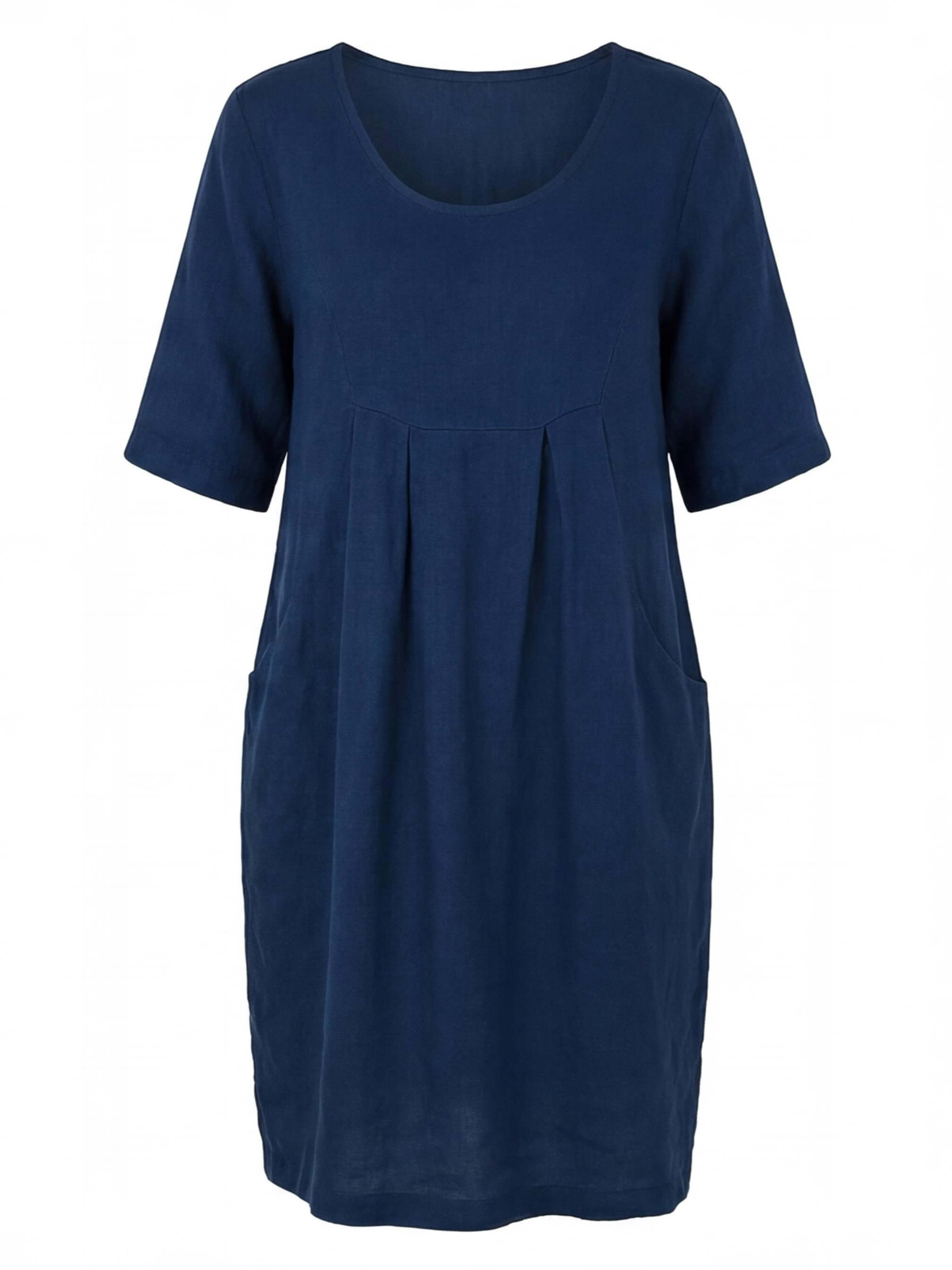 Damen-Minikleid mit Rundhalsausschnitt und Taschen
