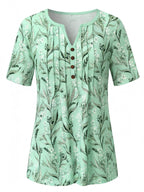 Damenbluse mit Blumenmuster und Knopfdetails