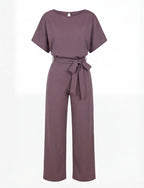 Damen-Jumpsuit mit Bindegürtel – Weites Bein & Elegante Silhouette