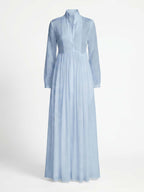 Damen-Maxi-Hemdkleid mit Knopfleiste und Falten