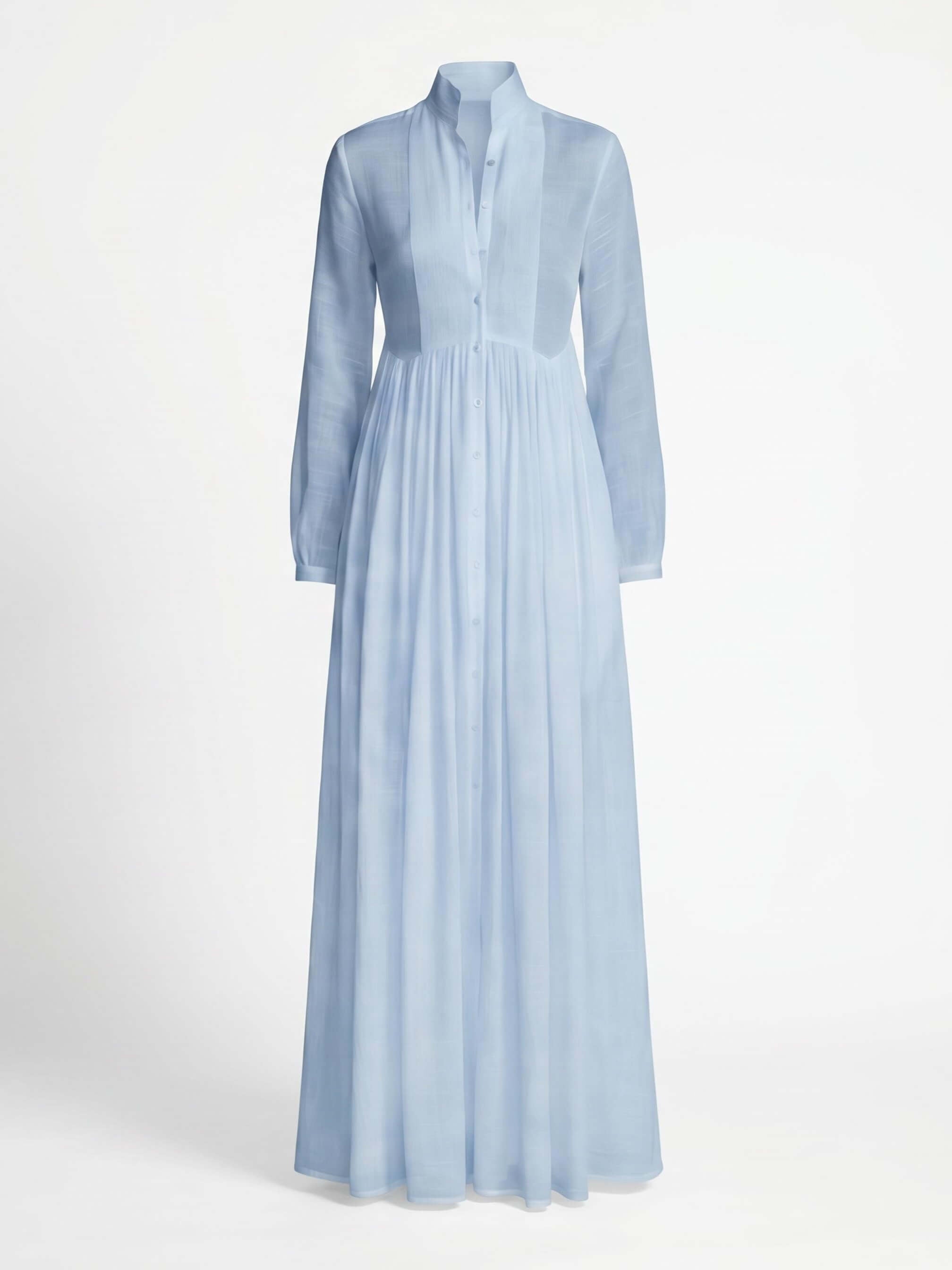 Damen-Maxi-Hemdkleid mit Knopfleiste und Falten