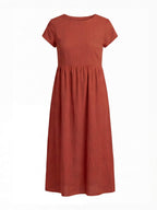 Damen Kleid – Midi Kleid mit Rundhalsausschnitt und Lockerer Passform