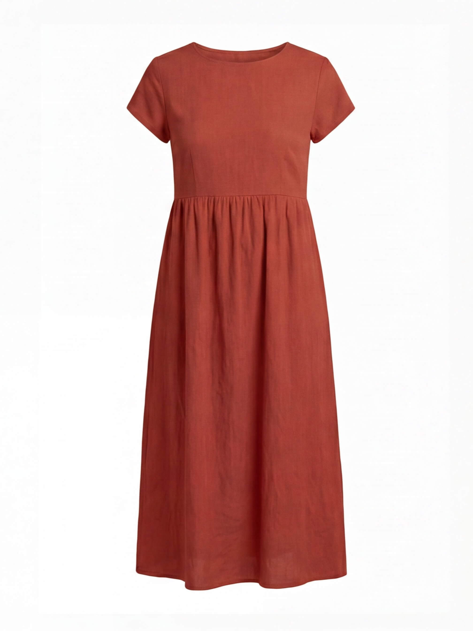Damen Kleid – Midi Kleid mit Rundhalsausschnitt und Lockerer Passform