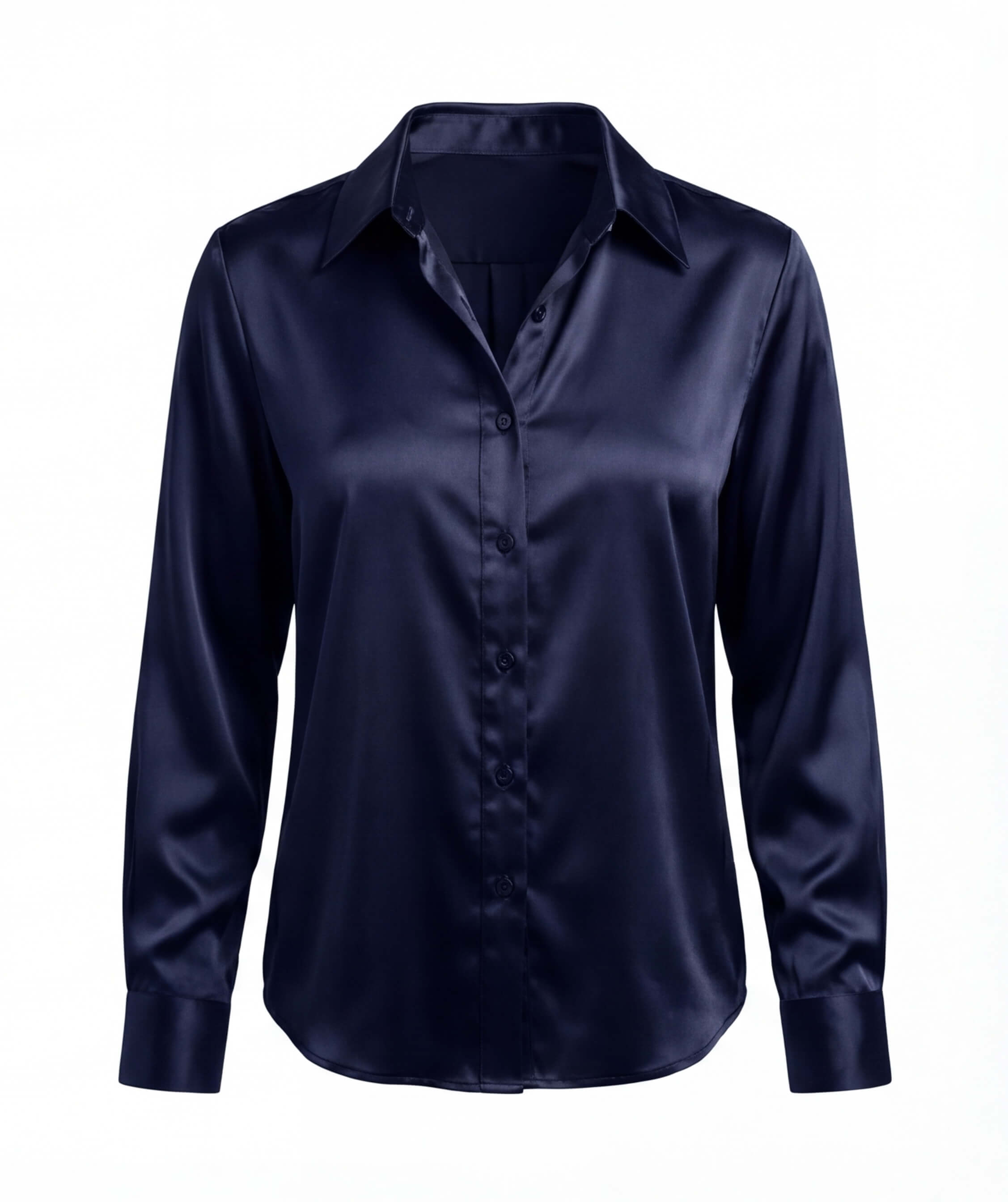 Satinbluse mit Knopfleiste und Reverskragen