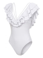 Damen-Badeanzug mit Off-Shoulder-Ausschnitt und Rüschen