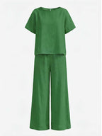 Damen-Set mit Kurzarmtop und weiter Hose