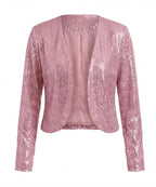 Damen Glitzer Pailletten Cardigan Jacke – Cropped Fit & Eleganter Abend-Glanz