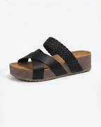 Damen Plateau Slides mit Geflochtenem Riemen