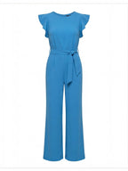 Damen Jumpsuit mit Weitem Bein und Schleifen-Taille