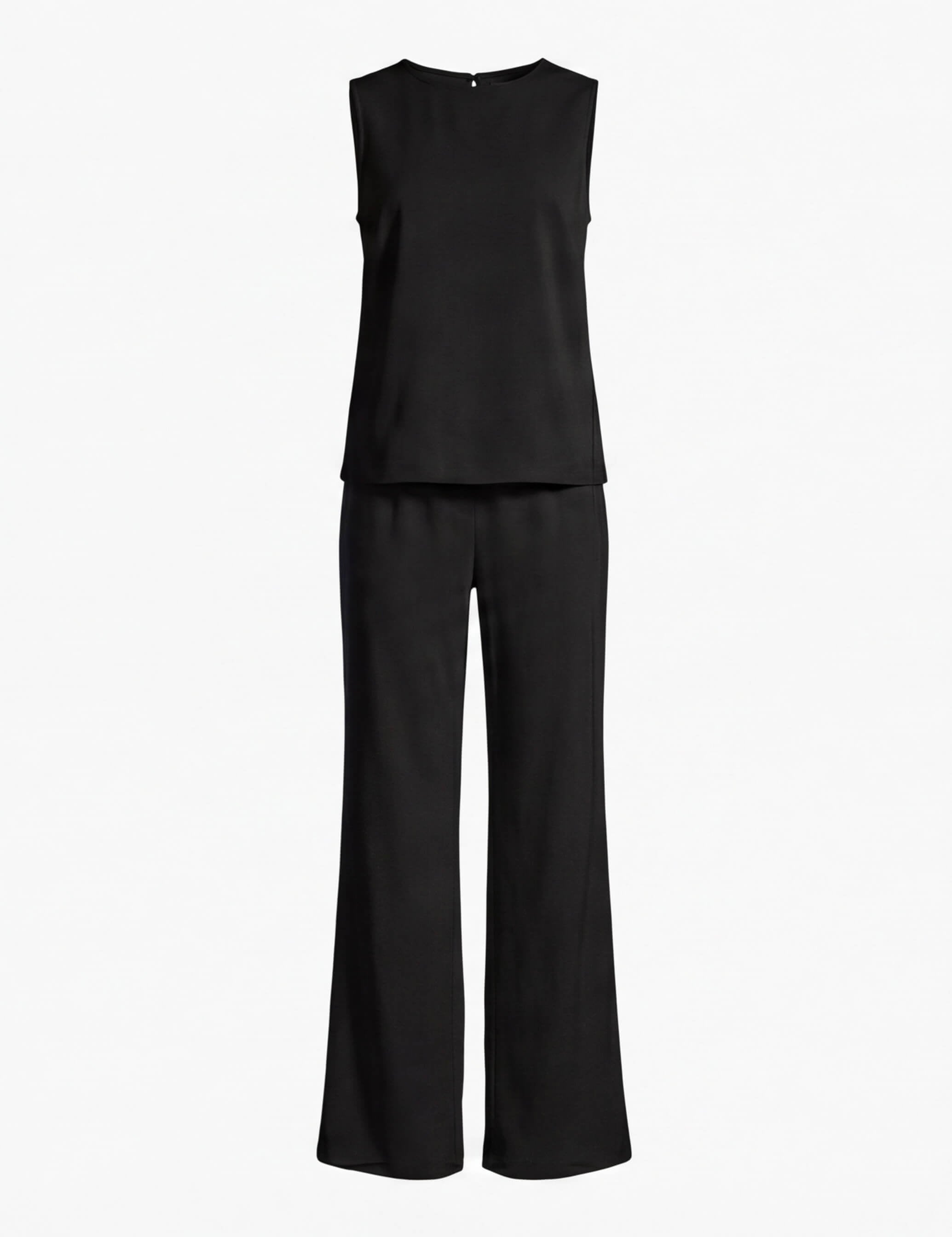 Damen Jumpsuit – Ärmelloser Eleganter Overall mit Weitem Bein